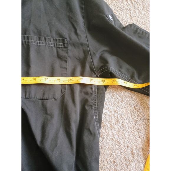 Chef works black short-sleeve chef jacket with white stitching and buttons large - Picture 15 of 15